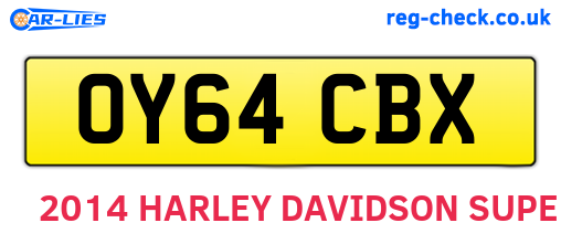 OY64CBX are the vehicle registration plates.