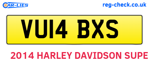 VU14BXS are the vehicle registration plates.