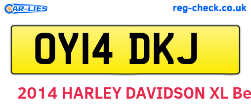 OY14DKJ are the vehicle registration plates.