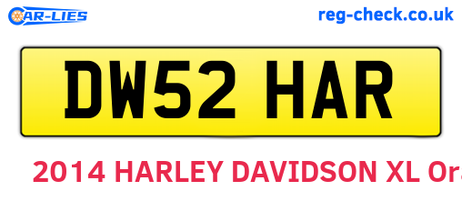 DW52HAR are the vehicle registration plates.