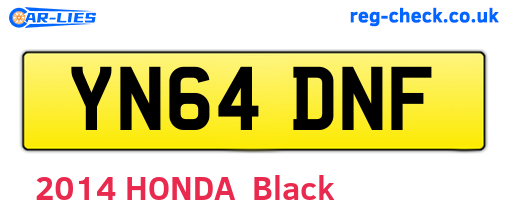 YN64DNF are the vehicle registration plates.