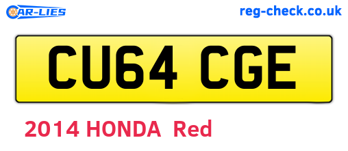 CU64CGE are the vehicle registration plates.