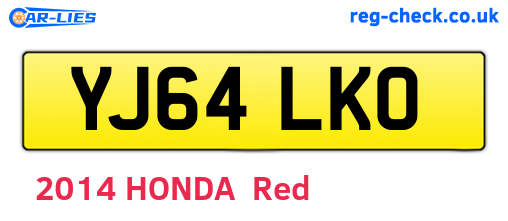 YJ64LKO are the vehicle registration plates.