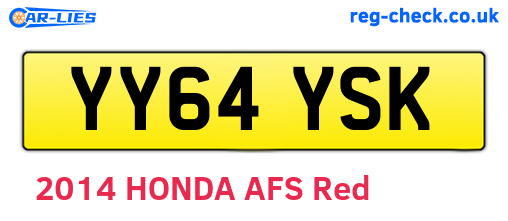 YY64YSK are the vehicle registration plates.