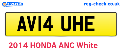 AV14UHE are the vehicle registration plates.