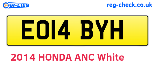 EO14BYH are the vehicle registration plates.