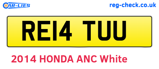 RE14TUU are the vehicle registration plates.