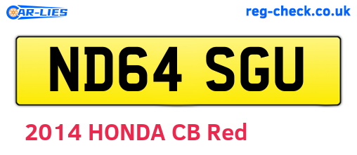 ND64SGU are the vehicle registration plates.