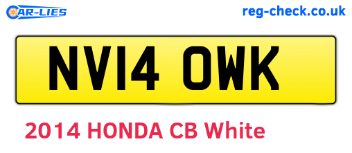 NV14OWK are the vehicle registration plates.