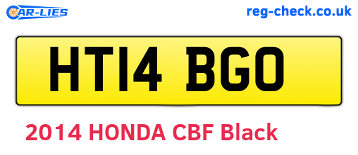 HT14BGO are the vehicle registration plates.