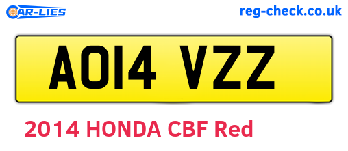 AO14VZZ are the vehicle registration plates.
