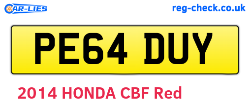 PE64DUY are the vehicle registration plates.