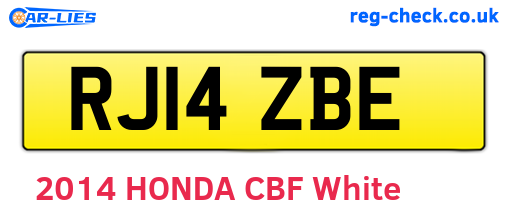 RJ14ZBE are the vehicle registration plates.
