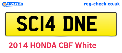 SC14DNE are the vehicle registration plates.