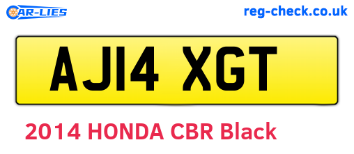 AJ14XGT are the vehicle registration plates.