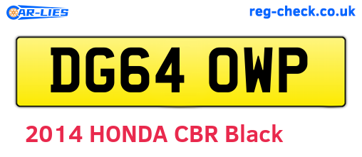 DG64OWP are the vehicle registration plates.