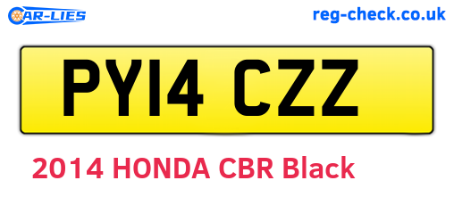 PY14CZZ are the vehicle registration plates.