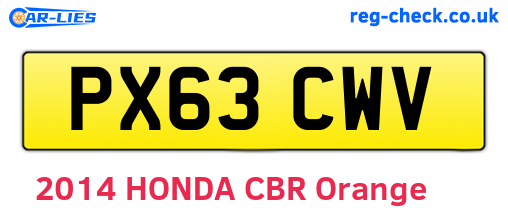 PX63CWV are the vehicle registration plates.