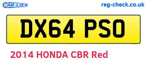 DX64PSO are the vehicle registration plates.