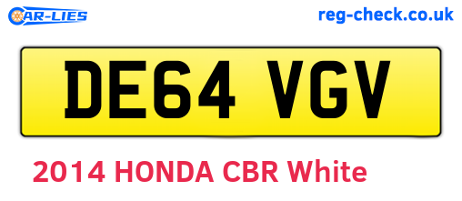 DE64VGV are the vehicle registration plates.