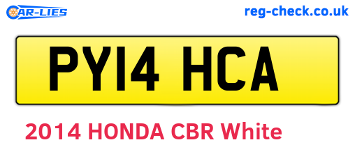 PY14HCA are the vehicle registration plates.