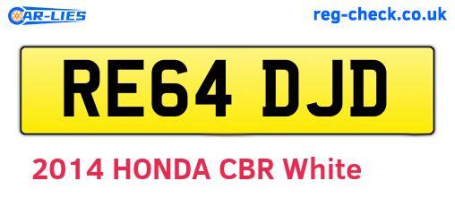 RE64DJD are the vehicle registration plates.