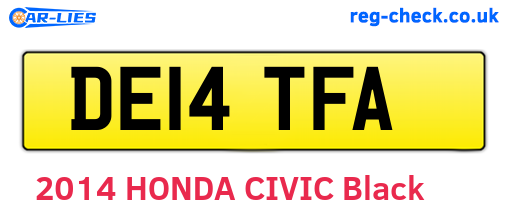 DE14TFA are the vehicle registration plates.