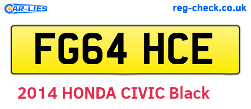 FG64HCE are the vehicle registration plates.