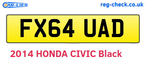 FX64UAD are the vehicle registration plates.