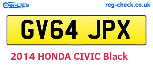 GV64JPX are the vehicle registration plates.