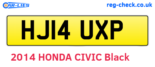 HJ14UXP are the vehicle registration plates.