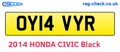 OY14VYR are the vehicle registration plates.