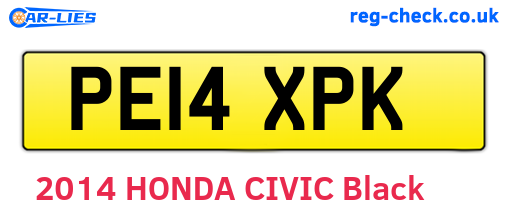 PE14XPK are the vehicle registration plates.
