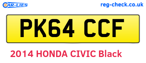 PK64CCF are the vehicle registration plates.