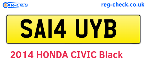 SA14UYB are the vehicle registration plates.