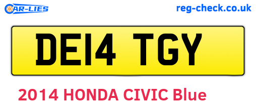 DE14TGY are the vehicle registration plates.