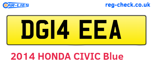 DG14EEA are the vehicle registration plates.
