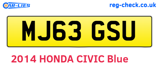 MJ63GSU are the vehicle registration plates.