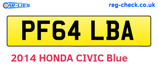 PF64LBA are the vehicle registration plates.