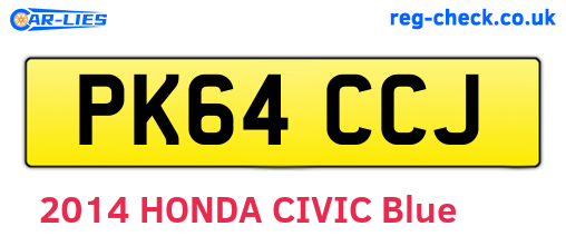 PK64CCJ are the vehicle registration plates.