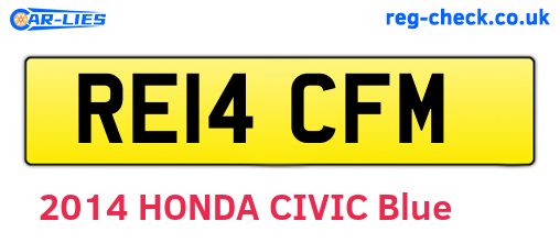 RE14CFM are the vehicle registration plates.