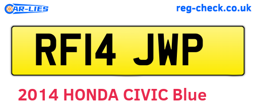 RF14JWP are the vehicle registration plates.