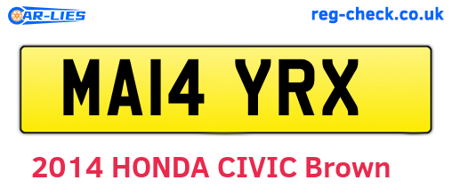 MA14YRX are the vehicle registration plates.