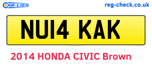 NU14KAK are the vehicle registration plates.