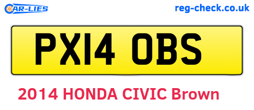 PX14OBS are the vehicle registration plates.