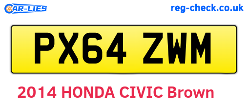 PX64ZWM are the vehicle registration plates.