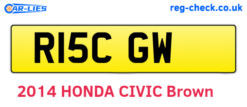 R15CGW are the vehicle registration plates.