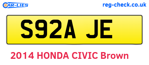 S92AJE are the vehicle registration plates.