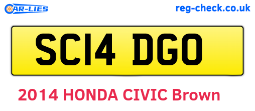 SC14DGO are the vehicle registration plates.