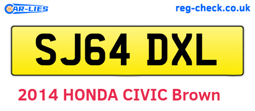 SJ64DXL are the vehicle registration plates.